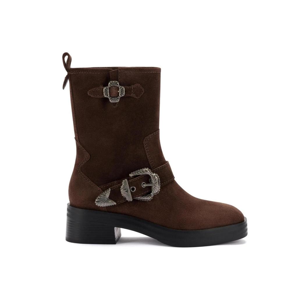 Larroude Brown Ankle Boots with Silver Buckles